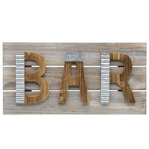 Wooden Rectangle Wall Decor Williston Forge 10"X20" BAR Sign Galvanized.